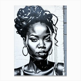 Graffiti Mural Of Beautiful Black Woman 46 Canvas Print