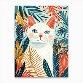 Japanese Bobtail Cat Storybook Illustration 3 Canvas Print