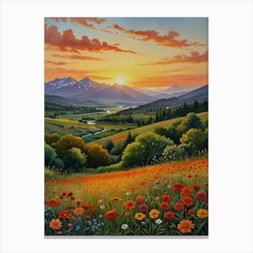 Sunset In The Meadow 15 Canvas Print