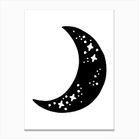 Moon And Stars hand drawing minimalist line art Canvas Print