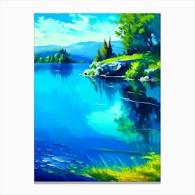 Crystal Clear Blue Lake Landscapes Waterscape Impressionism 3 Canvas Print