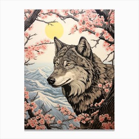 Gray Wolf Vintage Japanese 4 Canvas Print