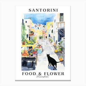 Food Market With Cats In Santorini 3 Poster Canvas Print