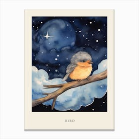 Baby Bird Sleeping In The Clouds Nursery Poster Canvas Print