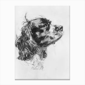 English Toy Spaniel Dog Charcoal Line 3 Canvas Print