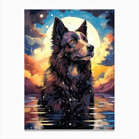 Dog In The Moonlight Canvas Print