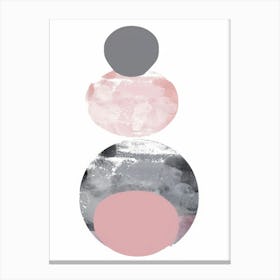 Pink And Grey Circles Canvas Print