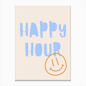Happy Hour Poster Blue & Orange Canvas Print