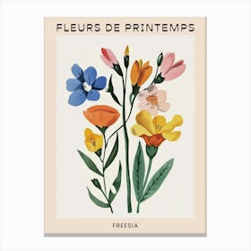 Spring Floral French Poster  Freesia 4 Canvas Print