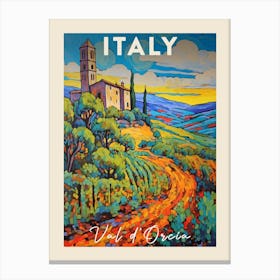 Val D Orcia Italy 3 Fauvist Painting Travel Poster Canvas Print