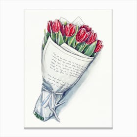 Bouquet Of Red Tulips Canvas Print