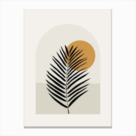 Palm Leaf Sun And Ocean Canvas Print