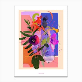 Veronica 3 Neon Flower Collage Poster Canvas Print