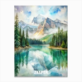 Jasper National Park watercolor painting Canvas Print