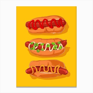 Hotdog Yellow Canvas Print