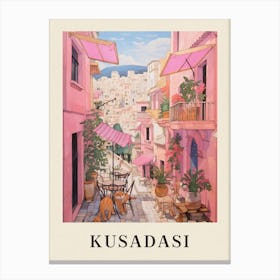 Kusadasi Turkey 1 Vintage Pink Travel Illustration Poster Canvas Print