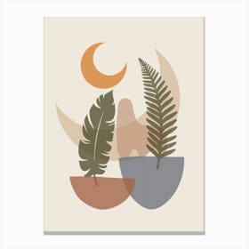 Moon And Ferns Canvas Print