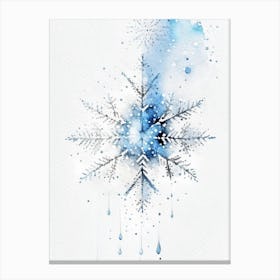 Diamond Dust, Snowflakes, Minimalist Watercolour 1 Canvas Print