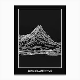 Beinn Ghlas Mountain Line Drawing 6 Poster Canvas Print