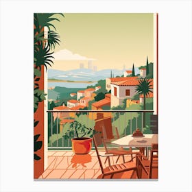 Costa Del Sol, Spain, Graphic Illustration 2 Canvas Print