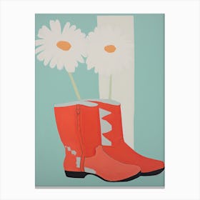 Painting Of Cowboy Boots With Flowers, Pop Art Style 1 Canvas Print