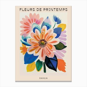 Spring Floral French Poster  Dahlia 1 Canvas Print
