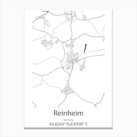 Reinheim,Germany Minimalist Map Canvas Print