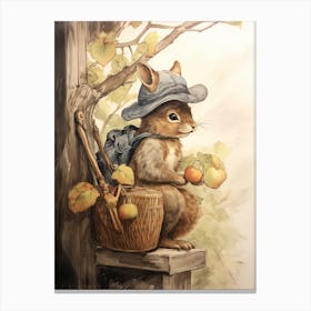Storybook Animal Watercolour Squirrel 3 Canvas Print