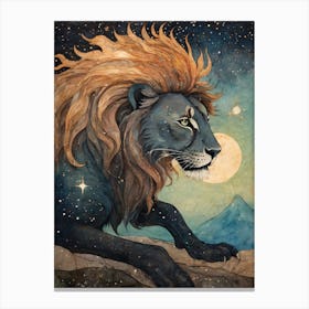 Astral Card Zodiac Leo Old Paper Painting (4) Canvas Print