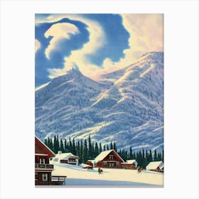 Shymbulak, Kazakhstan Ski Resort Vintage Landscape 2 Skiing Poster Canvas Print