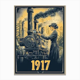 Aihrgdesign A Vintage Industrial Poster Showing Women Working 2eab482d Bd2c 45cf A6a9 Aba2df981be5 0 Canvas Print