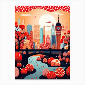 London, Illustration In The Style Of Pop Art 4 Canvas Print