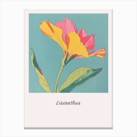 Lisianthus 2 Square Flower Illustration Poster Canvas Print