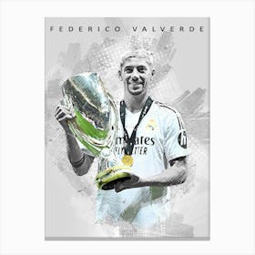 Federico Valverde Real Madrid Super Cup Drawing Canvas Print