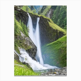 Trümmelbach Falls, Switzerland Realistic Photograph (6) Canvas Print