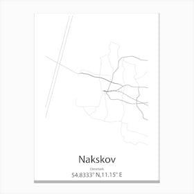 Nakskov,Denmark Minimalist Map Canvas Print