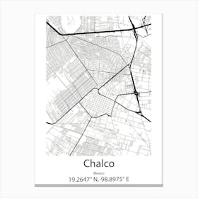 Chalco,Mexico Minimalist Map Canvas Print