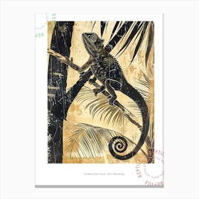 Chameleon In The Palm Trees Block Print Poster Canvas Print