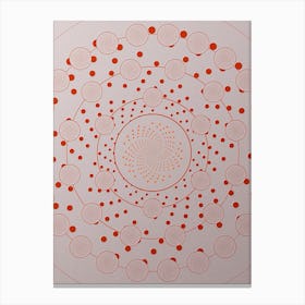 Geometric Abstract Glyph Circle Array in Tomato Red n.0261 Canvas Print