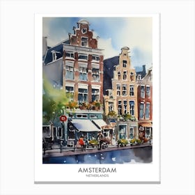 Amsterdam Watercolour Travel Poster 1 Canvas Print