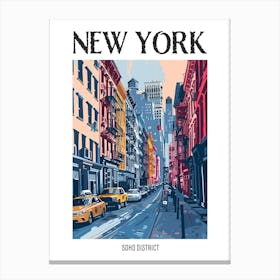 Soho District New York Colourful Silkscreen Illustration 3 Poster Canvas Print