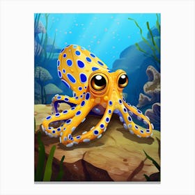 Blue Ringed Octopus Illustration 2 Canvas Print