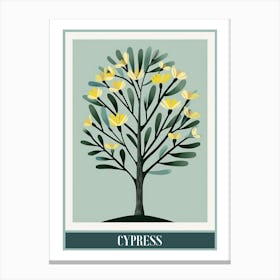 Cypress Tree Flat Illustration 5 Poster Canvas Print