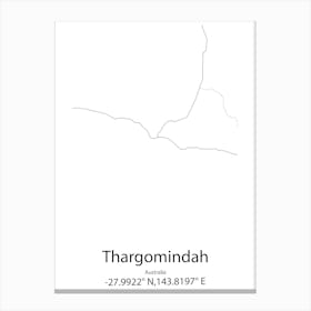 Thargomindah,Australia Minimalist Map Canvas Print