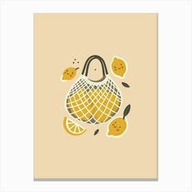 Illustration Of A Bag With Lemons Aesthetic Canvas Print