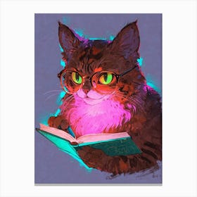 Cat Reading Book 4 Canvas Print