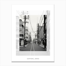 Poster Of Sapporo, Japan, Black And White Old Photo 3 Canvas Print