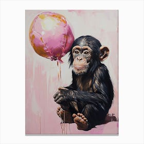 Cute Bonobo 1 With Balloon Canvas Print