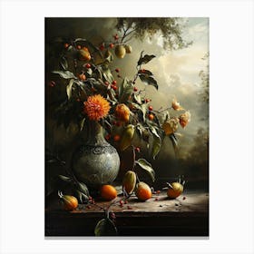 Baroque Floral Still Life Portulaca 4 Canvas Print