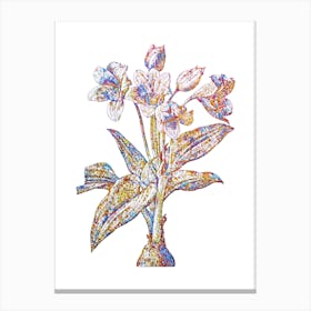 Stained Glass Crinum Giganteum Mosaic Botanical Illustration on White n.0318 Canvas Print